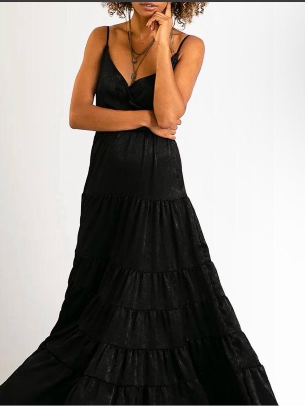 Joyfolie BEGONIA MAXI DRESS IN METALLIC BLACK - Picture 6 of 8